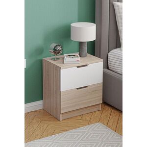 Imagine Noptiera, Hanah Home, Lento, 45x50x33 cm, PAL, Stejar Sonomo / Alb