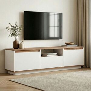 Imagine Comoda TV, Hanah Home, Sentinel, 160x42x30 cm, PAL, Pin Atlantic / Alb