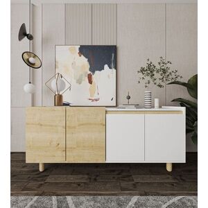 Imagine Consola, Hanah Home, Ravenna Modern 180, 180x75x45 cm, PAL MELAMINAT, Stejar Safir / Alb
