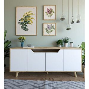 Imagine Consola, Hanah Home, Roma 180, 180x80x45 cm, PAL MELAMINAT, Stejar Safir / Alb