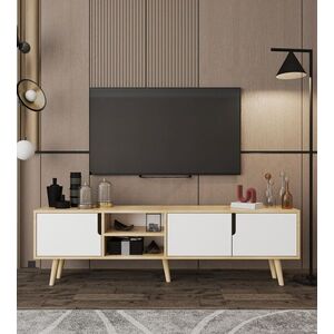 Imagine Comoda TV, Hanah Home, Latina 180, 180x30x53 cm, PAL MELAMINAT, Stejar Safir / Alb