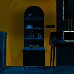 Imagine Corp biblioteca, Hanah Home, Olirya, 60x180x25 cm, METAL (Fier vopsit static), Alb/Maro