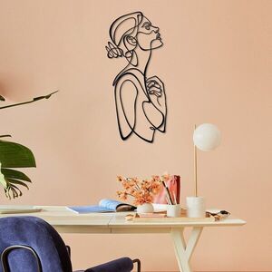 Imagine Decoratiune de perete, Woman Silhouette, Otel, Dimensiune: 40 x 88 cm (1 bucată), Negru