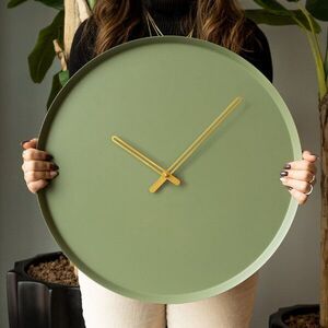 Imagine Ceas de perete, Earthy Metal Wall Clock, Otel, Dimensiune: 49 x 49 cm, Verde
