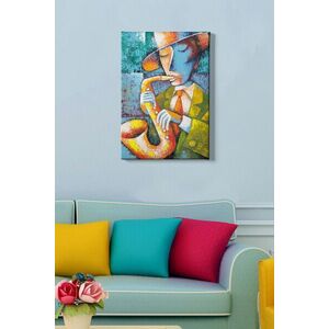 Imagine Tablou decorativ, Kanvas Tablo (50 x 70), Canvas, Rama din lemn (grosime 3 cm), Multicolor