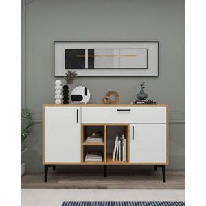 Imagine Consola, Hanah Home, Tuvas, 135x83.6x40 cm, PAL, Stejar Safir / Alb