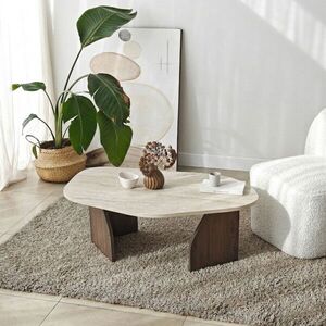 Imagine Masuta de cafea, Hanah Home, Rock, 100x35x60 cm, PAL, Travertin / Nuc