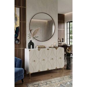 Imagine Consola, Hanah Home, Alfa 120, 120x75x32 cm, PAL, White / Travertine / Gold