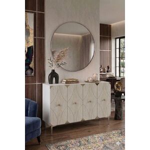 Imagine Consola, Hanah Home, Alfa 120, 120x75x32 cm, PAL, White / Travertine / Silver
