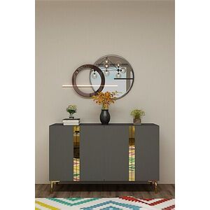 Imagine Consola, Hanah Home, Anka 120, 120x75x32 cm, PAL, Antracit / Aur