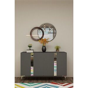 Imagine Consola, Hanah Home, Anka 120, 120x75x32 cm, PAL, Antracit / Argintiu