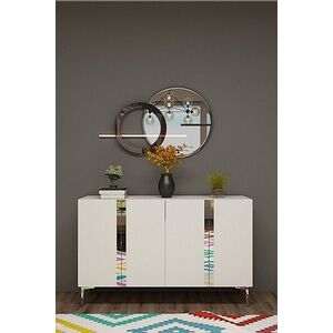 Imagine Consola, Hanah Home, Anka 120, 120x75x32 cm, PAL, Alb / Argintiu