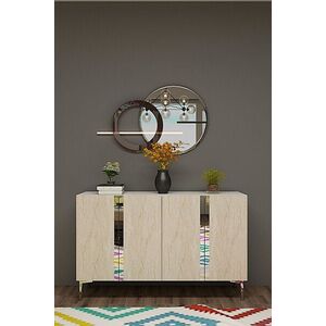 Imagine Consola, Hanah Home, Anka 120, 120x75x32 cm, PAL, White / Travertine / Silver