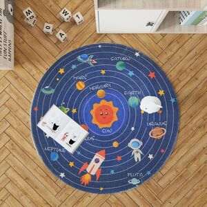Imagine Covor, Woopamuk107, 150x150 cm, Bumbac/Poliester, Albastru navy