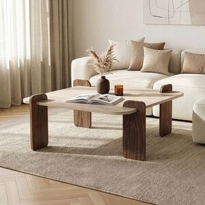 Imagine Masuta de cafea, Hanah Home, Marais, 90x35x90 cm, PAL, Travertin / Nuc