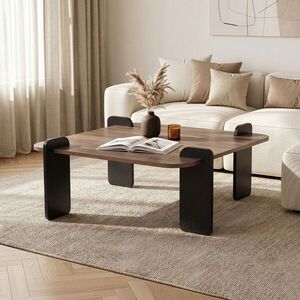 Imagine Masuta de cafea, Hanah Home, Marais, 90x35x90 cm, PAL, Nuc / Lemn negru