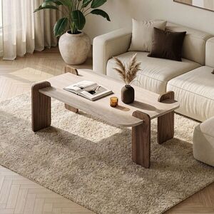 Imagine Masuta de cafea, Hanah Home, Renard, 120x35x60 cm, PAL, Travertin / Nuc