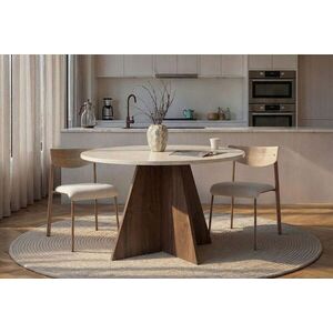 Imagine Masa, Hanah Home, Virella, 120x75x120 cm, PAL, Travertin / Nuc Venezia