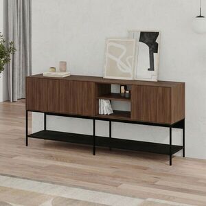 Imagine Consola, Hanah Home, Amira, 180x80x40 cm, PAL, Nuc Milano / Negru lemn / Negru