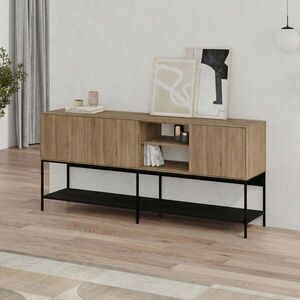 Imagine Consola, Hanah Home, Amira, 180x80x40 cm, PAL, Stejar Sepet / Lemn Negru / Negru