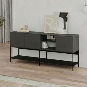 Imagine Consola, Hanah Home, Amira, 180x80x40 cm, PAL, Antracit / Negru lemn / Negru