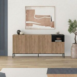 Imagine Consola, Hanah Home, Cailin 180, 180x80x41.8 cm, PAL, Stejar Sepet / Negru lemn / Gresie