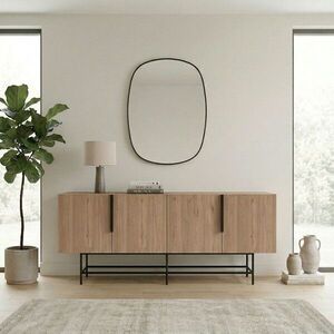 Imagine Consola, Hanah Home, Eldia, 200x77.9x40 cm, PAL, Stejar Sepet / Negru