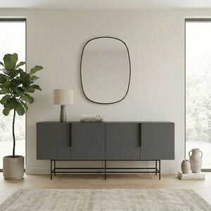 Imagine Consola, Hanah Home, Eldia, 200x77.9x40 cm, PAL, Antracit / Negru