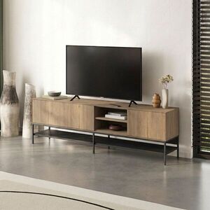 Imagine Comoda TV, Hanah Home, Amira, 180x55x35 cm, PAL, Stejar Sepet / Lemn Negru / Negru