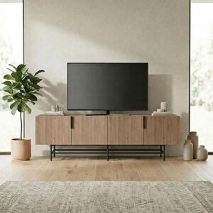 Imagine Comoda TV, Hanah Home, Eldia, 200x55x35 cm, PAL, Stejar Sepet / Negru