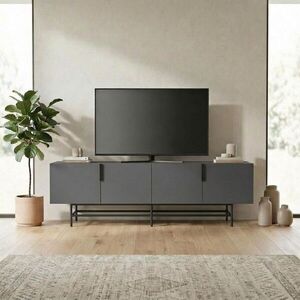 Imagine Comoda TV, Hanah Home, Eldia, 200x55x35 cm, PAL, Antracit / Negru