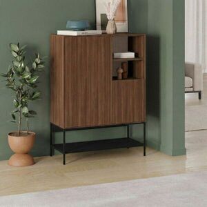 Imagine Consola, Hanah Home, Amira, 90x125x40 cm, PAL, Nuc Milano / Negru lemn / Negru