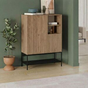 Imagine Bufet, Hanah Home, Amira, 90x125x40 cm, PAL, Stejar Sepet / Lemn Negru / Negru