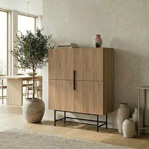 Imagine Bufet, Hanah Home, Eldia, 100x128x40 cm, PAL, Stejar Sepet / Negru