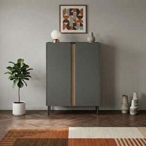 Imagine Bufet, Hanah Home, Lucile, 90x120.4x40.5 cm, PAL, Antracit / Stejar Septentrional / Negru