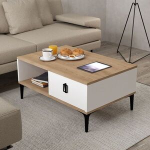 Imagine Masuta de cafea, Hanah Home, Sare 2002, 90x41.5x60 cm, PAL, Stejar Safir / Alb
