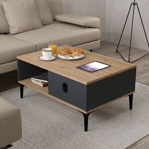 Imagine Masuta de cafea, Hanah Home, Sare 2003, 90x41.5x60 cm, PAL, Stejar safir / Antracit