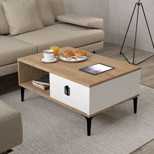 Imagine Masuta de cafea, Hanah Home, Sare 2005, 90x41.5x60 cm, PAL, Stejar Safir / Alb