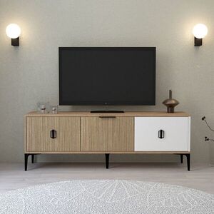 Imagine Comoda TV, Hanah Home, Neva 3502, 150x50x35 cm, PAL, Stejar / Alb
