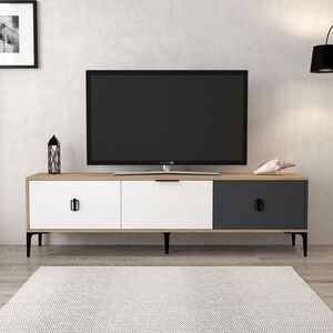 Imagine Comoda TV, Hanah Home, Neva 3801, 180x50x35 cm, PAL, Stejar / Alb / Antracit