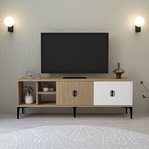 Imagine Comoda TV, Hanah Home, Era 3506, 150x50x35 cm, PAL, Stejar / Alb