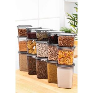 Imagine Set recipiente depozitare, Hermia, 964FRM5339, Dimensiune: 14 x 14 x 10 cm / 1150 ml (5 bucăți), Antracit