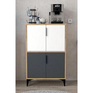 Imagine Dulap multifunctional, Hanah Home, Ada 1404, 72x114x36.5 cm, PAL, Stejar Safir / Alb / Antracit
