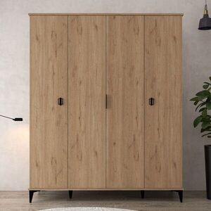 Imagine Dulap pentru haine, Hanah Home, Neva 6401, 164x200x52 cm, PAL, Maro