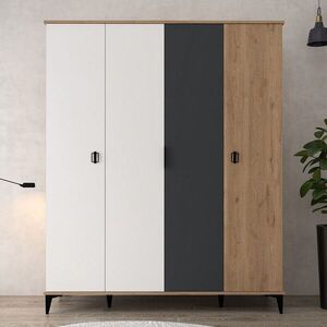 Imagine Dulap pentru haine, Hanah Home, Neva 6402, 164x200x52 cm, PAL, Stejar / Alb / Antracit