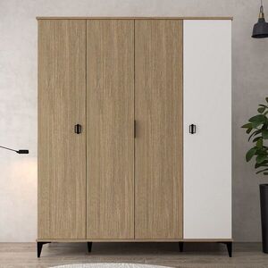 Imagine Dulap pentru haine, Hanah Home, Neva 6404, 164x200x52 cm, PAL, Stejar / Alb