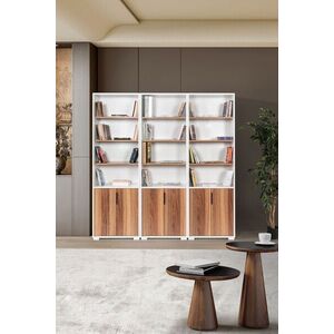 Imagine Corp biblioteca, Hanah Home, Evm 8301, 180x187x30 cm, PAL, Alb/Maro