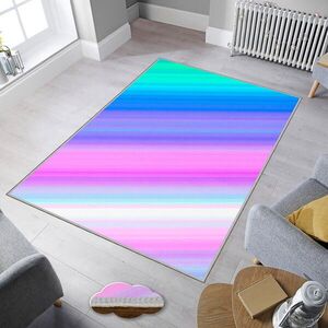 Imagine Covor, Wookece490, 80x200 cm, Poliester, Roz / Turcoaz / Fucsia / Albastru