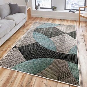 Imagine Covor, Woosonıl047, 80x150 cm, Bumbac, Albastru / Gri / Negru