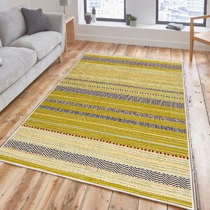Imagine Covor, Woosonıl140, 140x220 cm, Bumbac, Alb / Galben / Verde / Negru